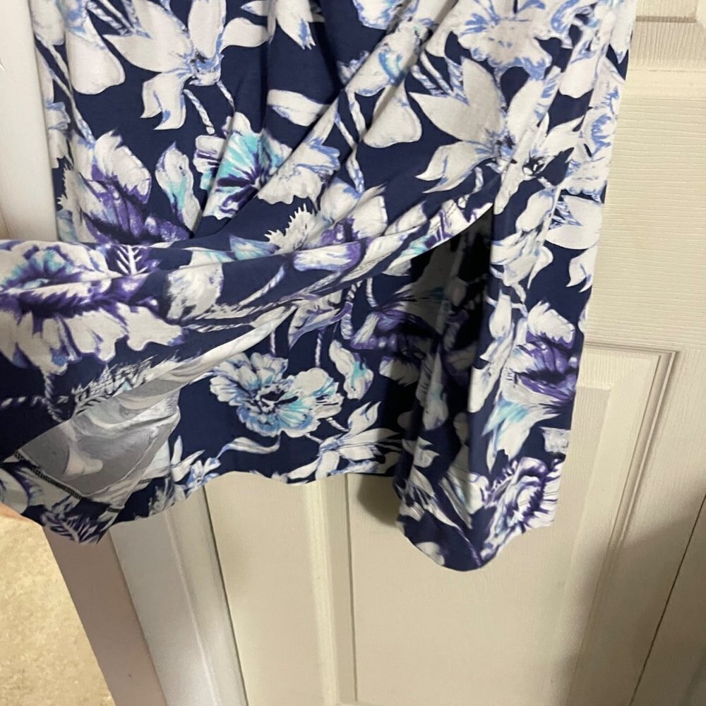 Soft Surroundings Womens Blue Faux Wrap Shapely Anywhere Floral Dress Medium - Picture 5 of 8